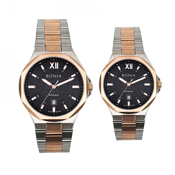 Bonia BNR181 BR181 Silver Rosegold Black Couple